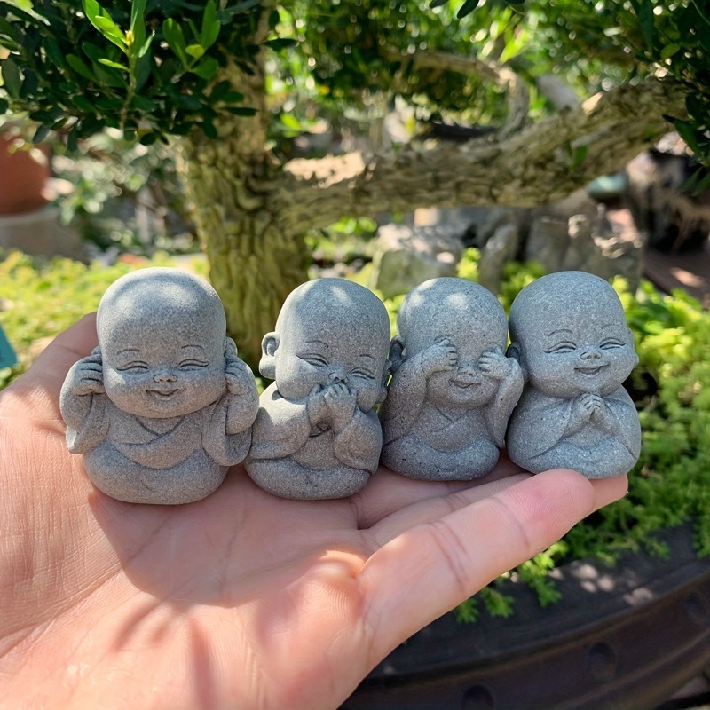 Aquarium Marine Stone - Buddha-Steinstatue, kleine buddhistische Mönche, tibetischer Buddhismus,